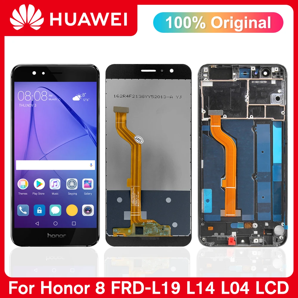 

5,2 "Оригинальный ЖК-дисплей Huawei Honor 8, сенсорный экран, дигитайзер в сборе для Honor8 FRD-L19,L14,L09,L02, ЖК-экран с рамкой