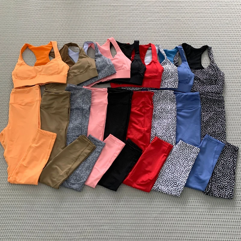 

2 Piece Set Women Seamless Yoga Set Gym Set Sports Bra Fitness High Waist Pants Leggings Workout Clothes for Women Activewear