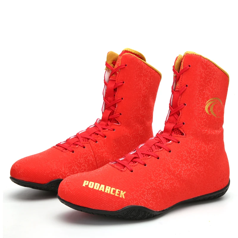 

Original Mens Womens Boxing Shoes Black Youth Wrestling Boots High Top Boxing Shoe for Unisex Non-Slip Boy Wrestling Boots