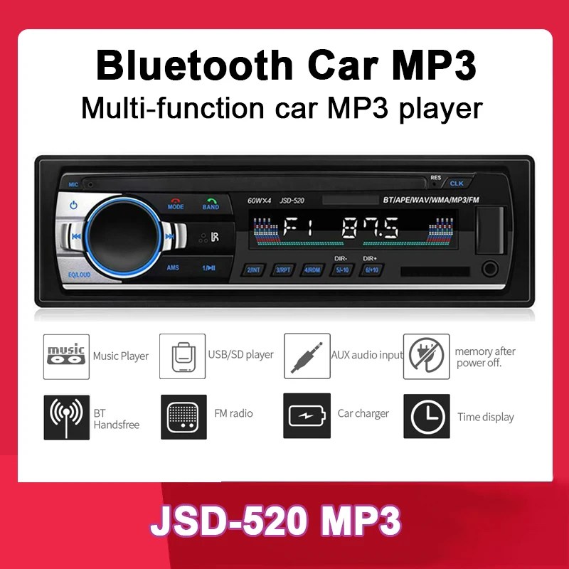 Автомагнитола 1 DIN автомобильная аудиосистема FM Bluetooth mp3 плеер сотовый телефон