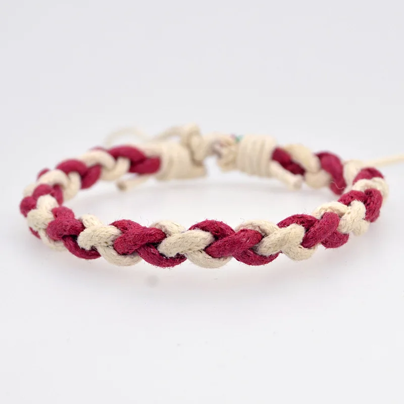 Разноцветные веревочные браслеты и в стиле бохо плетеные ручной работы из