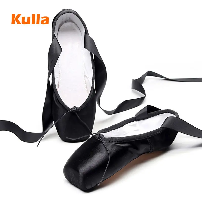 

Satin Pointe Ballet Shoes Red Black Ladies Professional Ballerina Ballet Dance Wear Girls Women Ballet Dancing Shoes