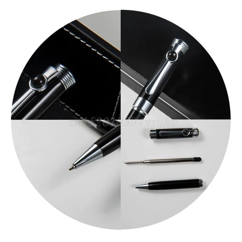 

OOTDTY Luxury Rotary Black Ink Metal Ballpoint Pens Business Student Gift Office Stationery Supplies