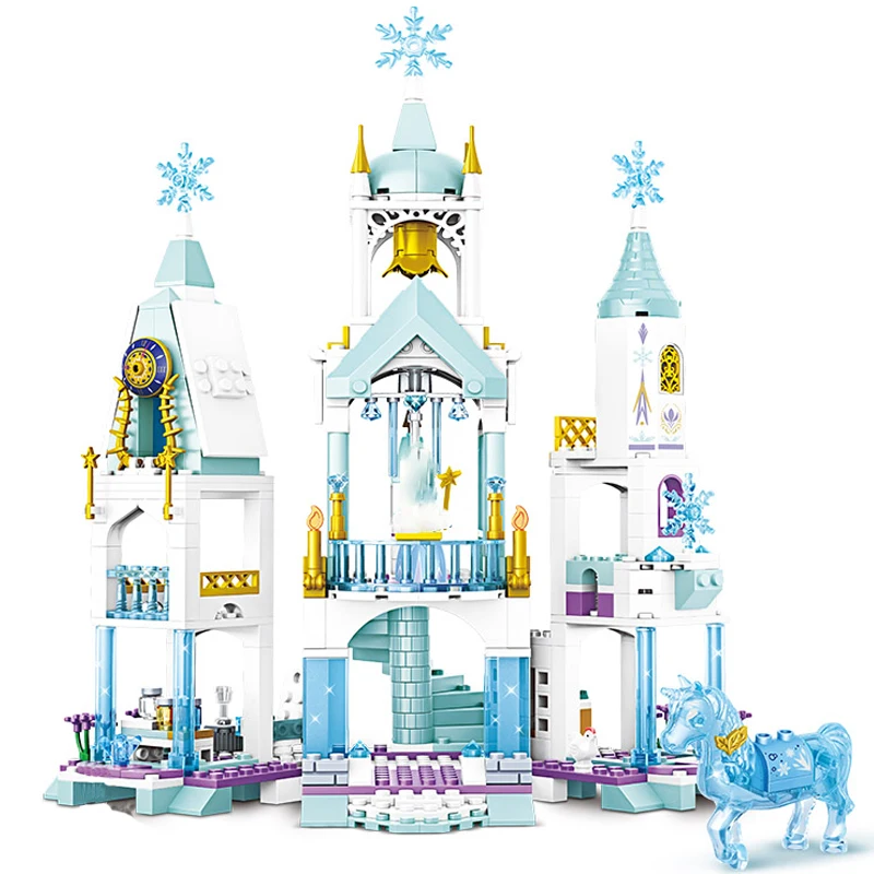 

Princess Snow Queen City Classic Ice Castle MOC Figures Building Blocks Sets Bricks Friends Model Moive Toys Kids Girls Gifts