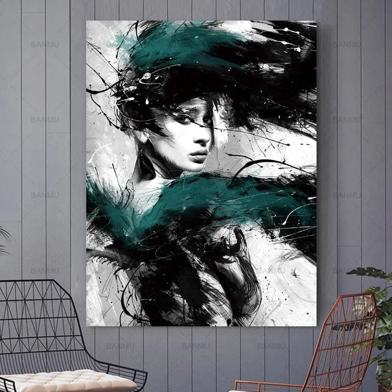 

Canvas Painting Wall Art Picture Modern Style Lady Colorful Women Home Decor Print Decorations for living room