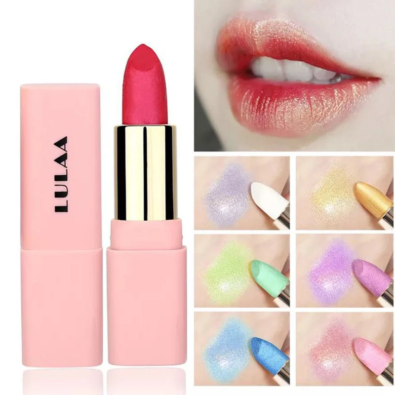 Блестящая губная помада золотого цвета перламутровая модная для макияжа 8 цветов