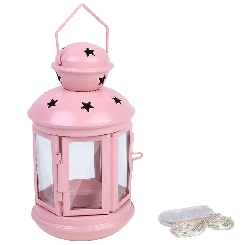 Retro Iron Star Candlestick European Romantic Wedding Candle Holder Lantern Pink Decor | Дом и сад