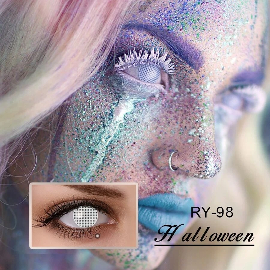 [FANCY TONE] 1 пара сетчатых контактов на Хэллоуин сумасшедшие контактные линзы для