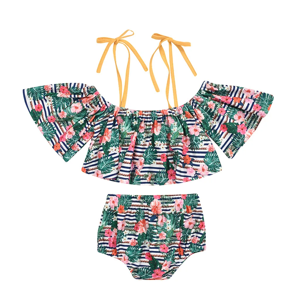 Детские купальники для маленьких девочек милый купальник с оборками комплект