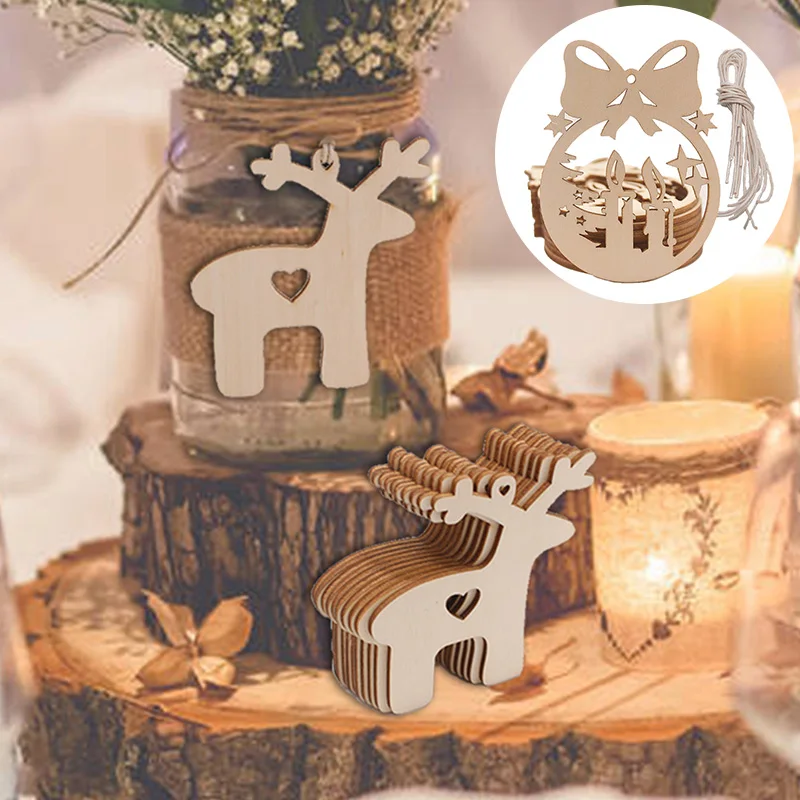 10 шт. натуральное дерево с веревкой 2 м подвеска на рождественскую елку подвесное