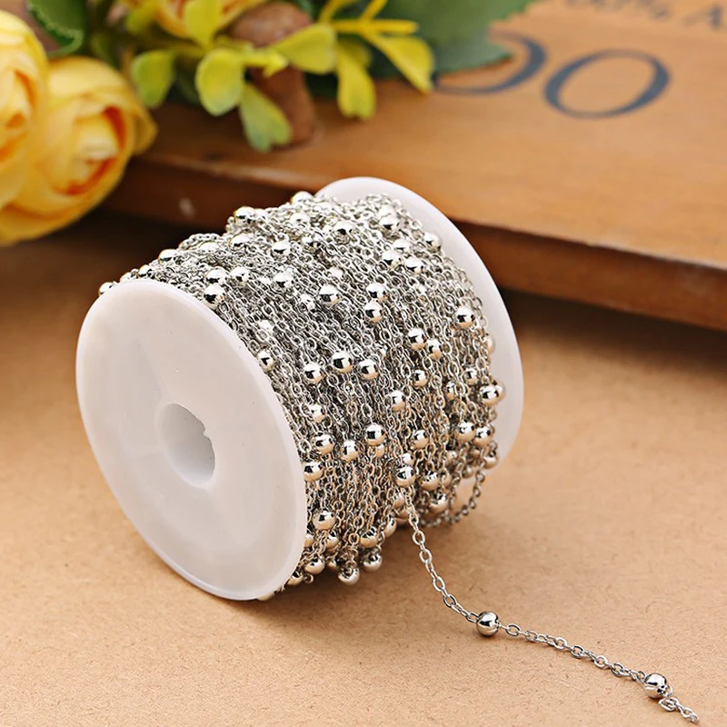 2meters Gold/Bronze Metal Beads Jewelry Chain Handicraft Material For DIY Bracelet&Necklace Jewelry Making Accessories Supplies 50cm diy handmade jewelry accessories authentic gold electroplated pearl crystal chain earrings necklace bracelet material