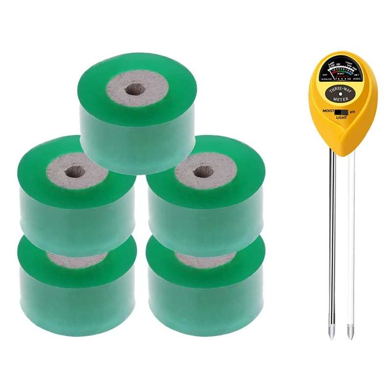 

5 Pcs Nursery Grafting Tape Stretchable, Each 100M X 3Cm With Soil PH Meter,3-In-1 Soil Tester Kits For Farm,Garden