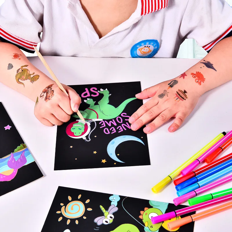 9 шт. волшебный Радуга Цвет скретч бумага для живописи RFID карты комплект с