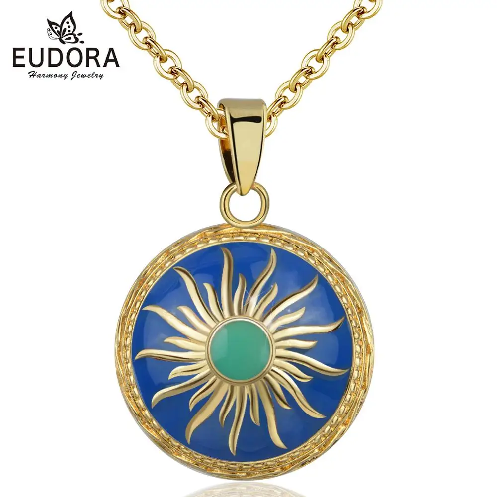 

Eudora Новинка 100% оригинальная синяя подвеска в виде шара гармонии шарик для беременности эмалированный драгоценный камень с золотой цепочко...