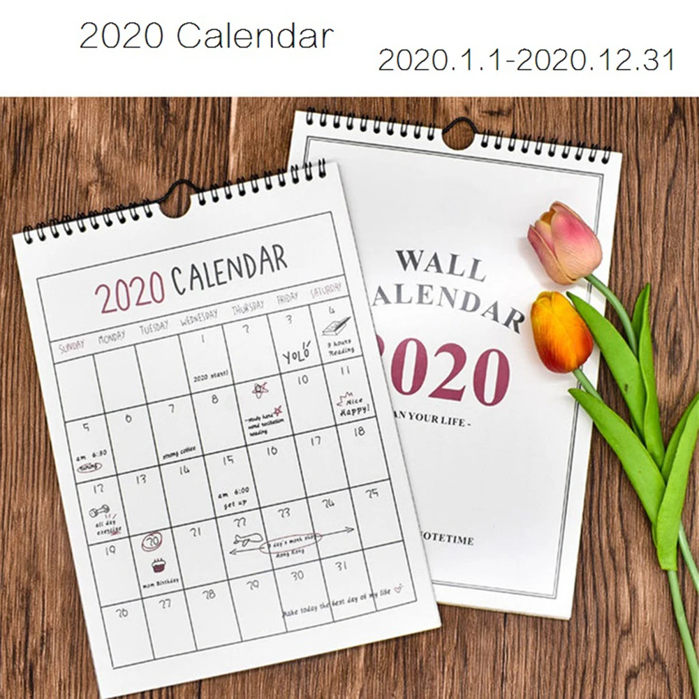 Календарь 2020 подвесной график записная книжка ежемесячный личный календарь для