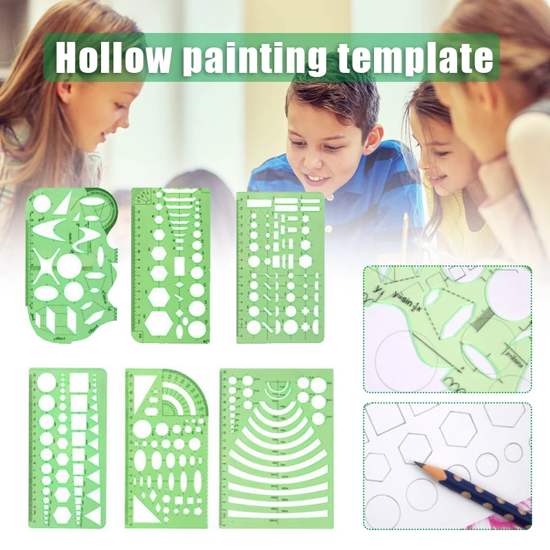 

Набор геометрических шаблонов для рисования 3/4/6/9/11, измерительная линейка из прозрачного пластика, универсальная линейка для рисования для...