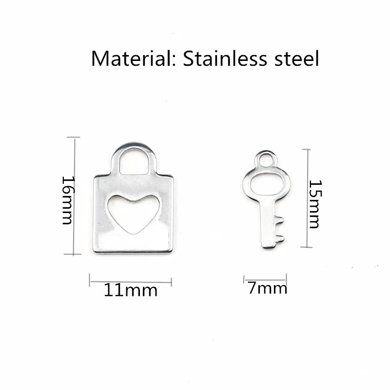 10 шт./лот маленький кулон в виде ключа из нержавеющей стали форме сердца DIY