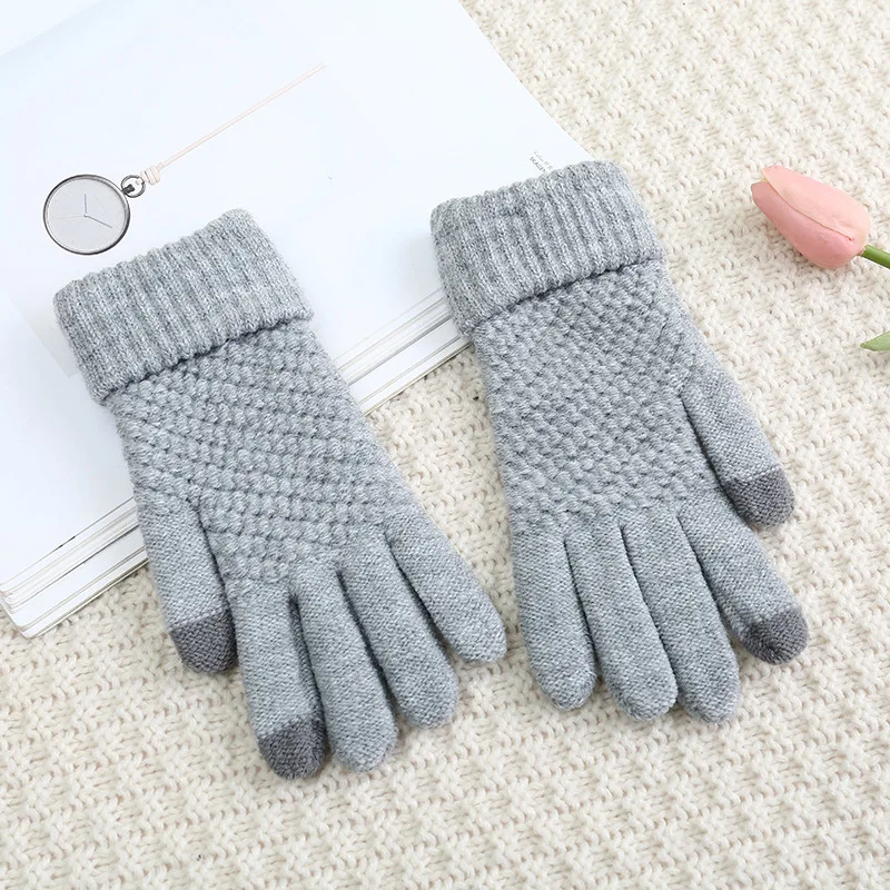 Men Women's Cashmere Knitted Winter Gloves Cashmere Knitted Women Autumn Winter Warm Thick Gloves Touch Screen Skiing Gloves