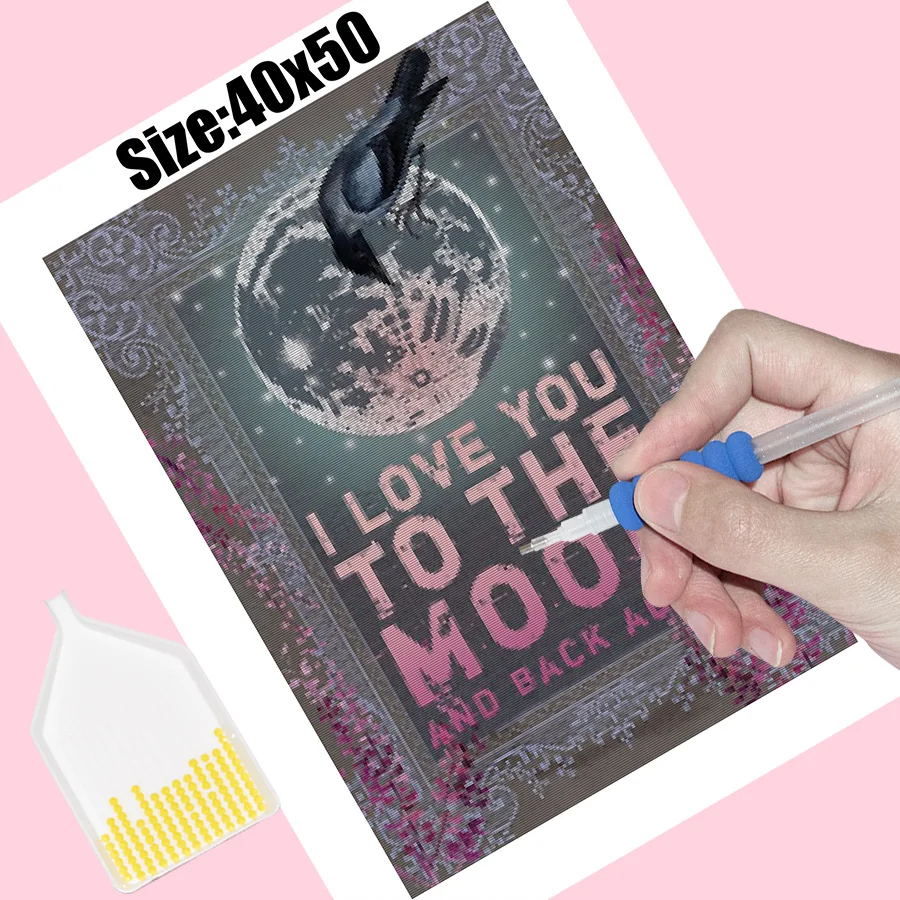 5D алмазная живопись вышивка Love You Back to the Moon квадратная/круглая мозаика украшение
