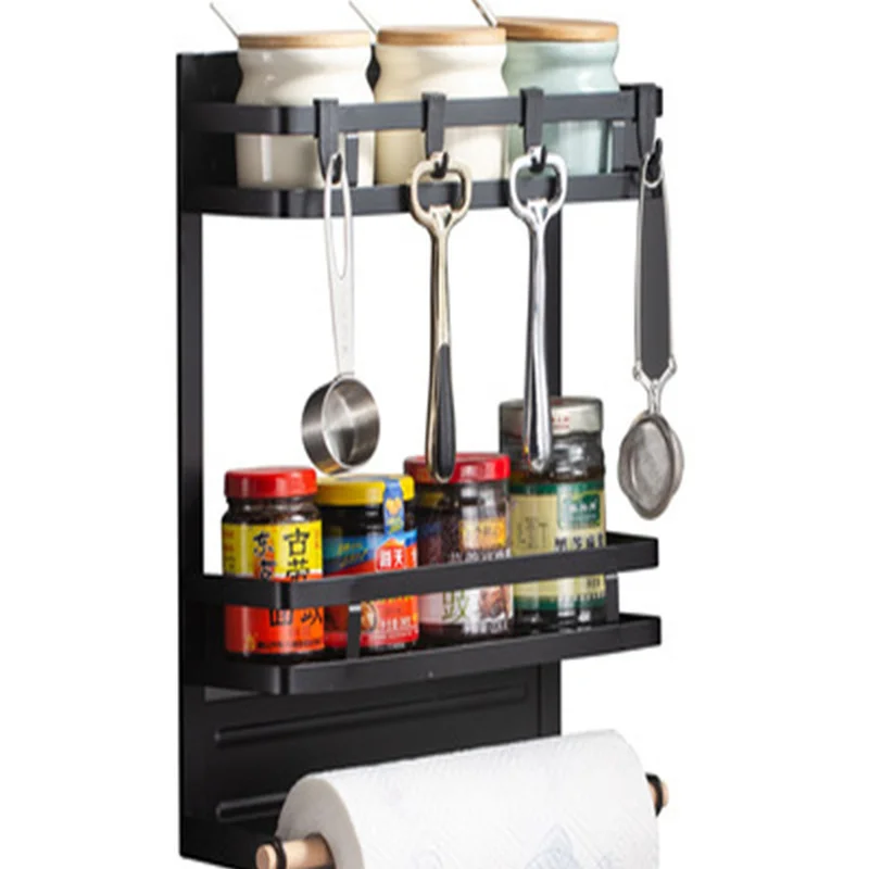 

Полка для холодильника с боковым настенным креплением, многофункциональная Бытовая кухонная стойка для хранения, магнитная неперфорирова...