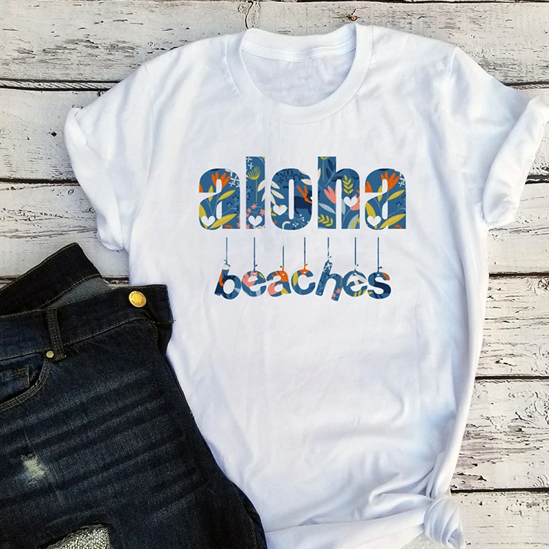 

tshirt women ALOHA womens shirts aesthetic 90s top streetwear plus size woman harajuku love print tees summer t punk love new
