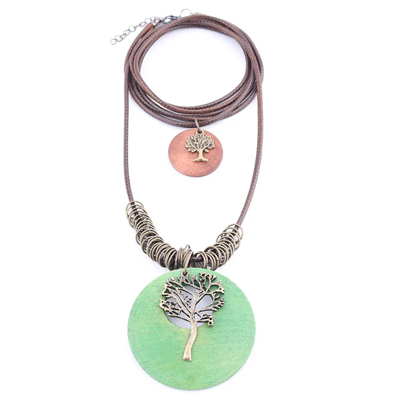 Круглая деревянная Длинная цепочка для свитера из веревки подвеска в виде