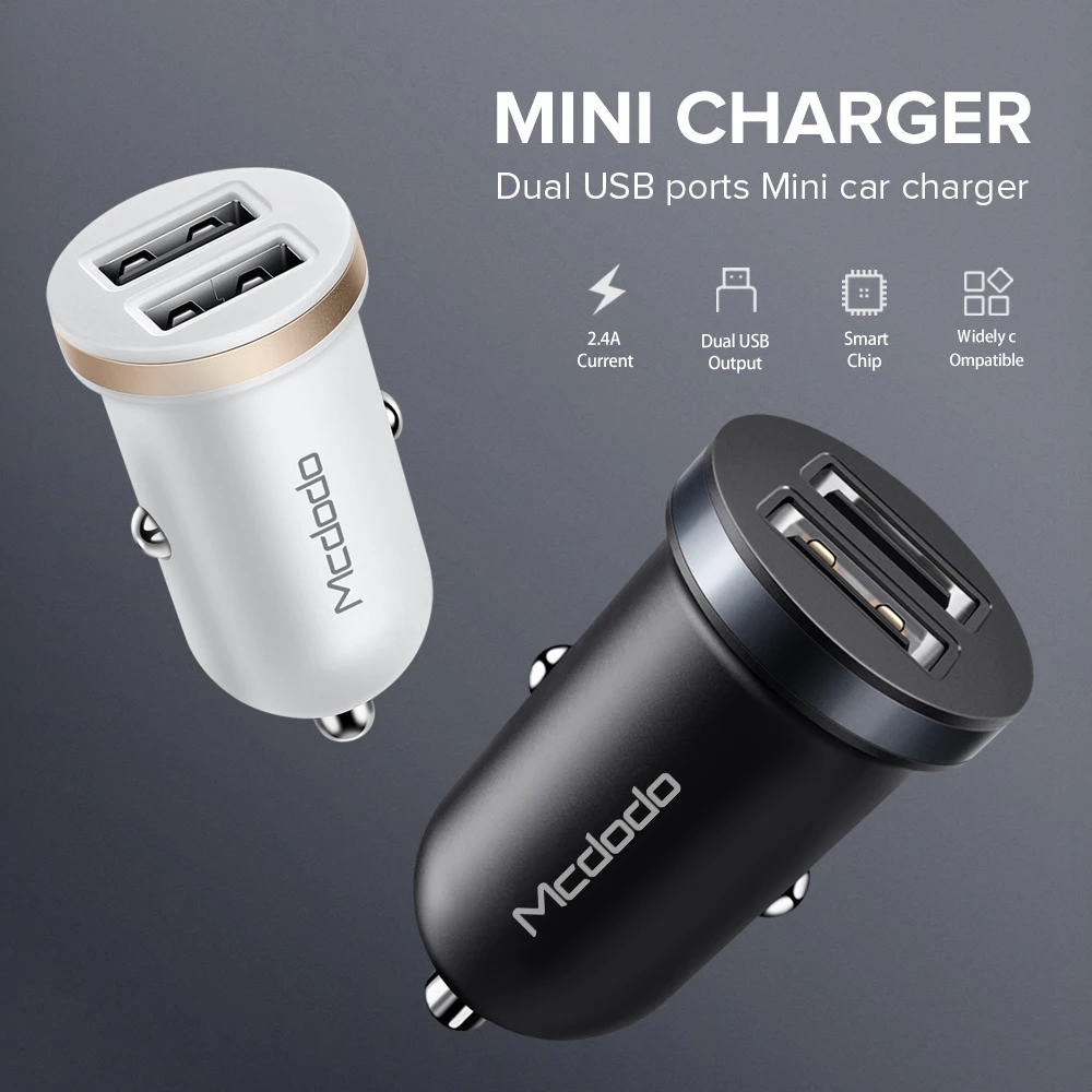 MCDODO 12W зарядное устройство для автомобиля с двумя портами USB универсальный мини