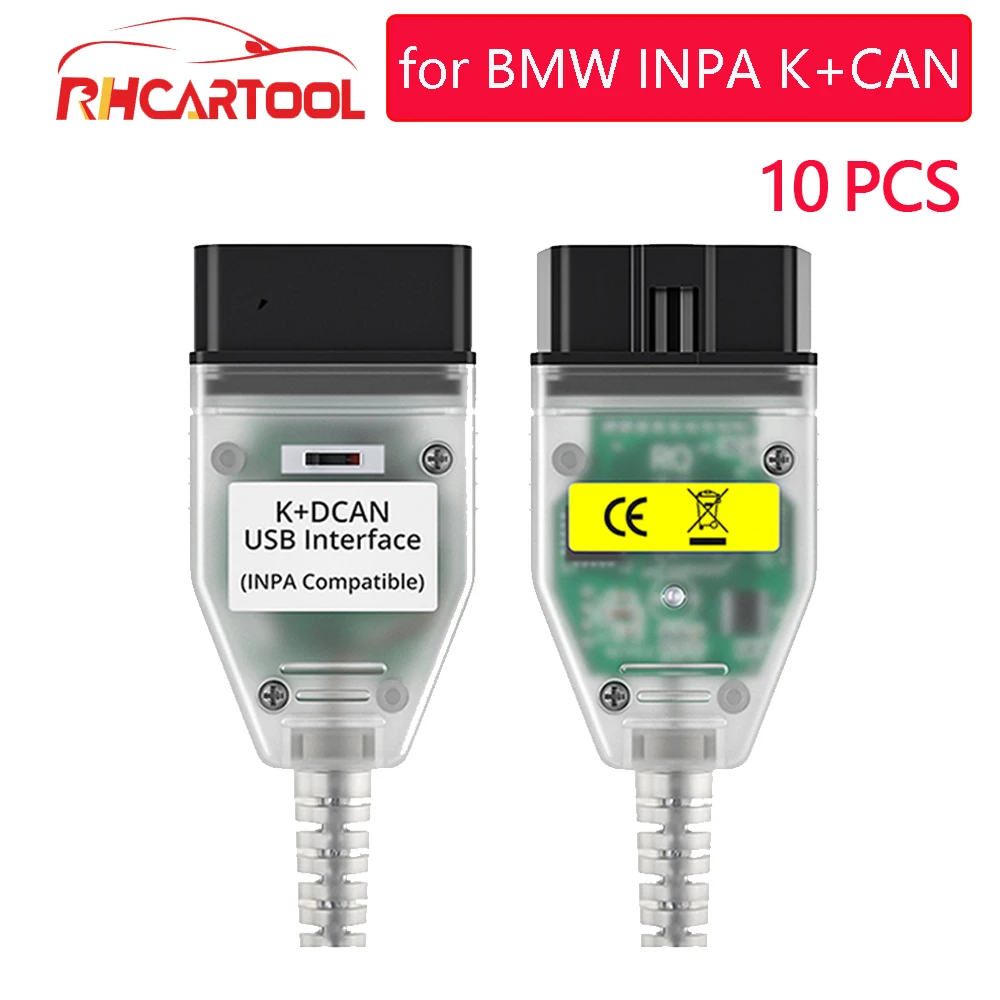 

10pcs/Lot for bmw E6 X5 INPA K+CAN FT232RL Cars Diagnostic Interface For BMW INPA Code reader Ediabas OBD2 USB Connector Cable