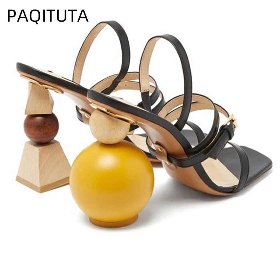 Сандалии женские с узкими ремешками уникальные ассиметричные босоножки из