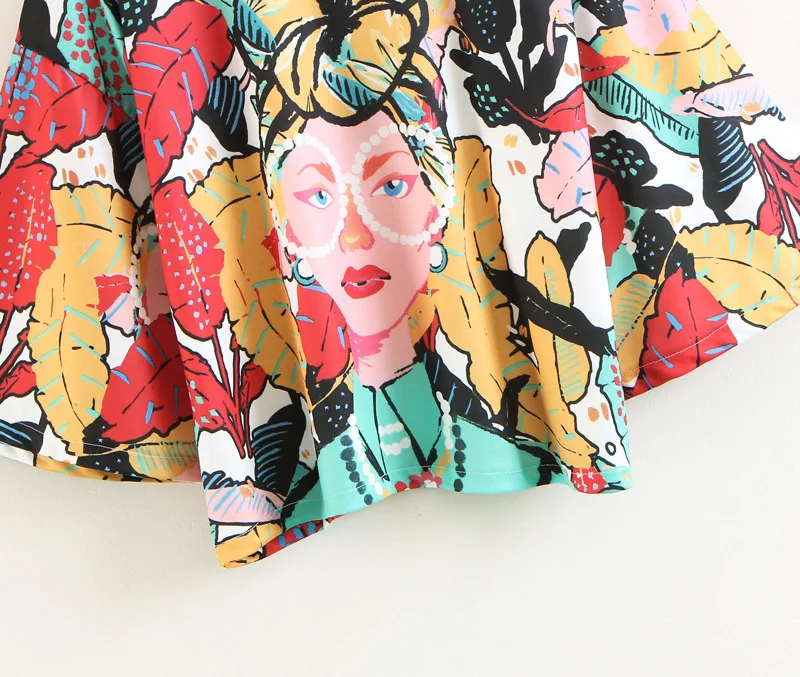 

H.SA 2020 Summer Colorful Loose Casual Tops and Blouses Half Sleeve Oneck Girls Printed Cartoon Loose Blouse and Shirts Mujer