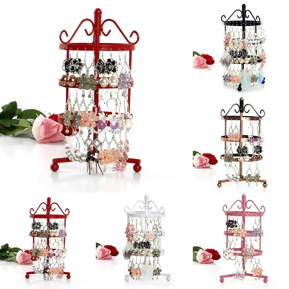 3 уровня 72 отверстия металлическая круглая вращающаяся подставка для ювелирных