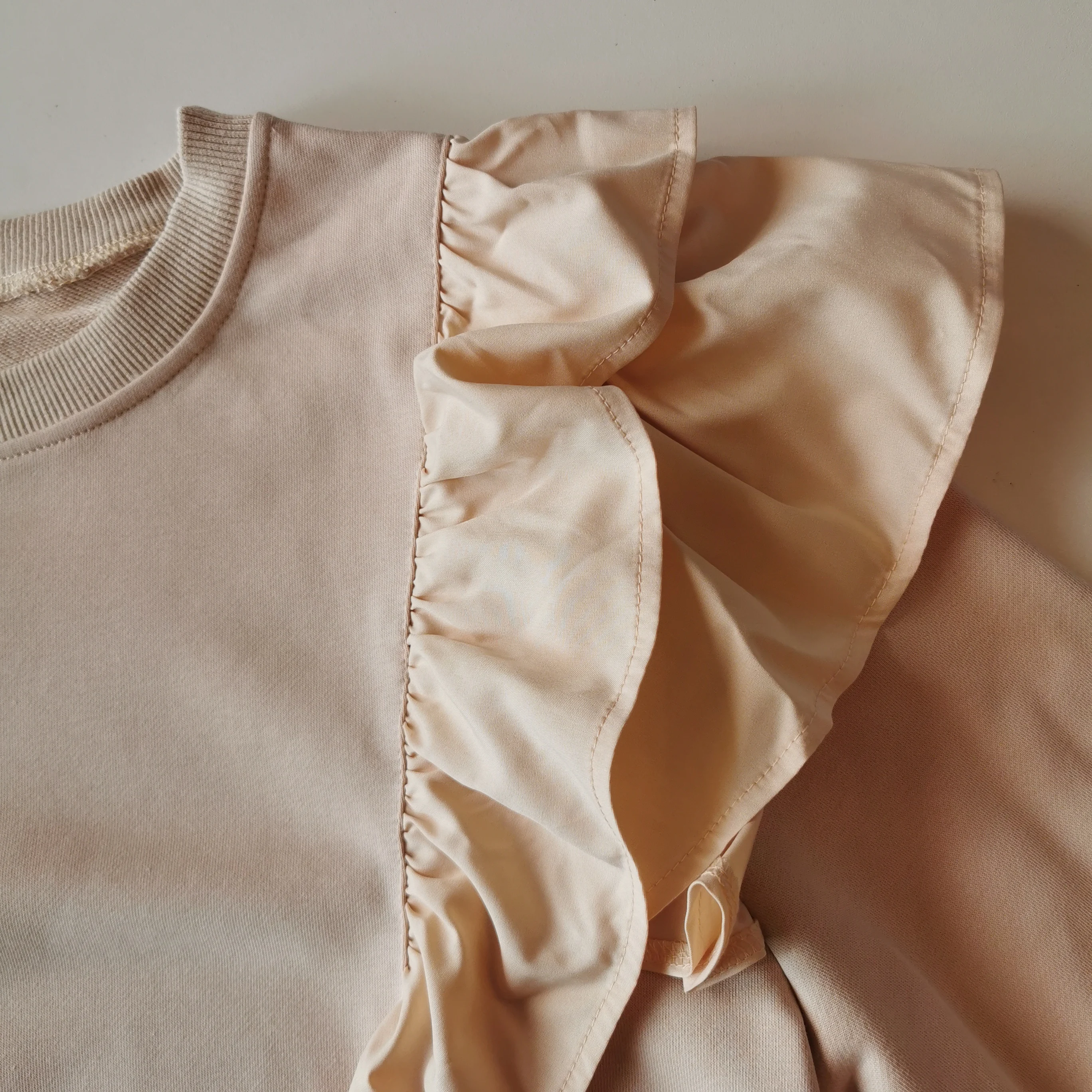 

2021Spring Fashion Hoodie All-match Solid Color Ruffled Women New In Tops Korean Casual Pullover Japanese Female Long Sleeve