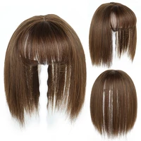 synthetic bangs extensions clip in on hair piece accessories straight false hairpiece for women black brown color heat resistant