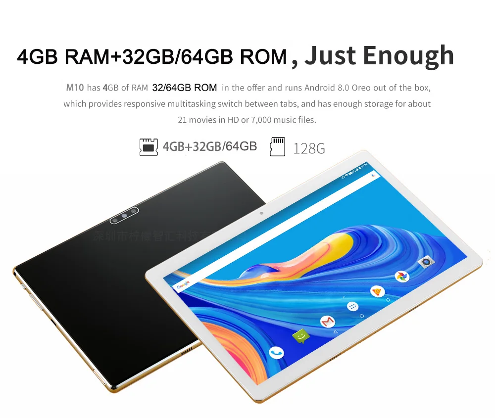 10.1 Inch Glass Body 4G Tablet 4GB RAM GPS Tablet 13MP Camera Type-C Tablet 10 Octa Core CPU Cheap Tablet Gaming