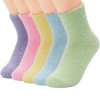 5 pair candy warm lady heart cute winter kawaii thick casual women socks fuzzy fluffy warm socks short cute cotton socks female