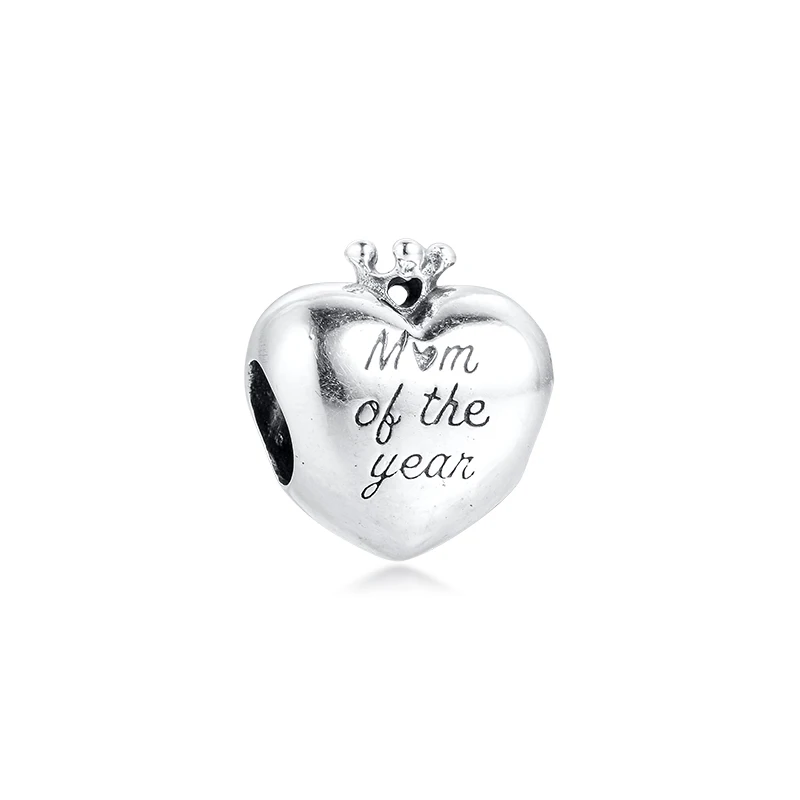 

acsesoris for women Mum Of The Year Heart Charm Sterling Silver Jewelry Fits silver 925 bracelets For Woman DIY Beads