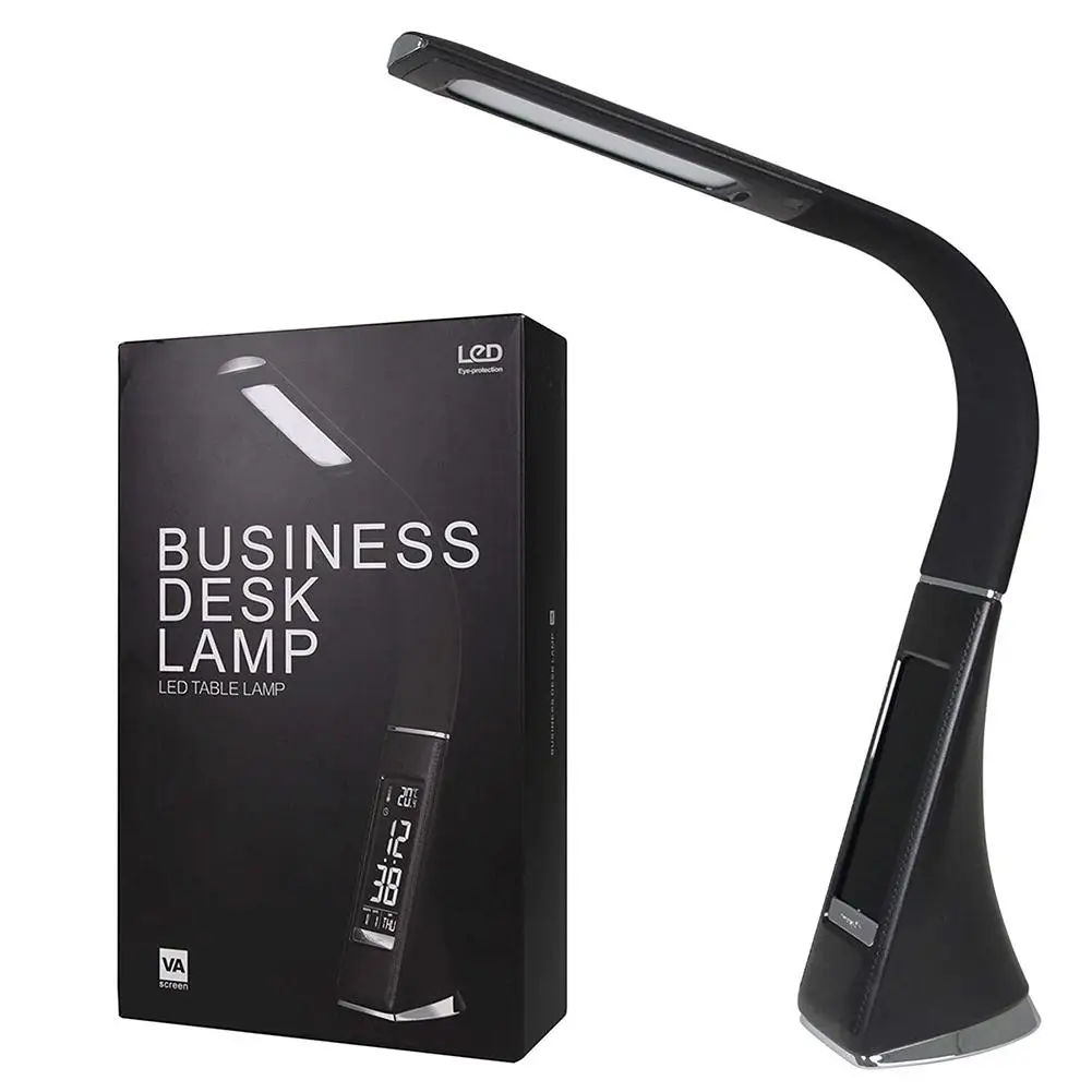 5W LED light dimming touch skin texture reading with alarm clock black creative business table lamp Calendar LCD Display | Лампы и