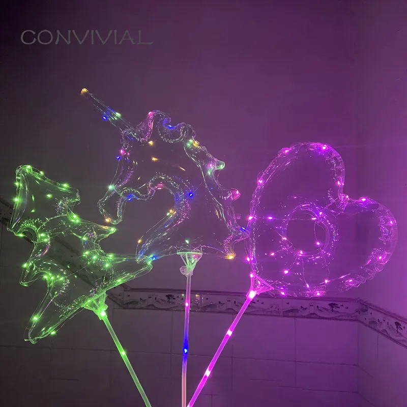 

Handle Led Christmas Tree Heart Balloon Luminous Transparent Unicorn Wedding Birthday Party Decorations Kid LED Light Balloon