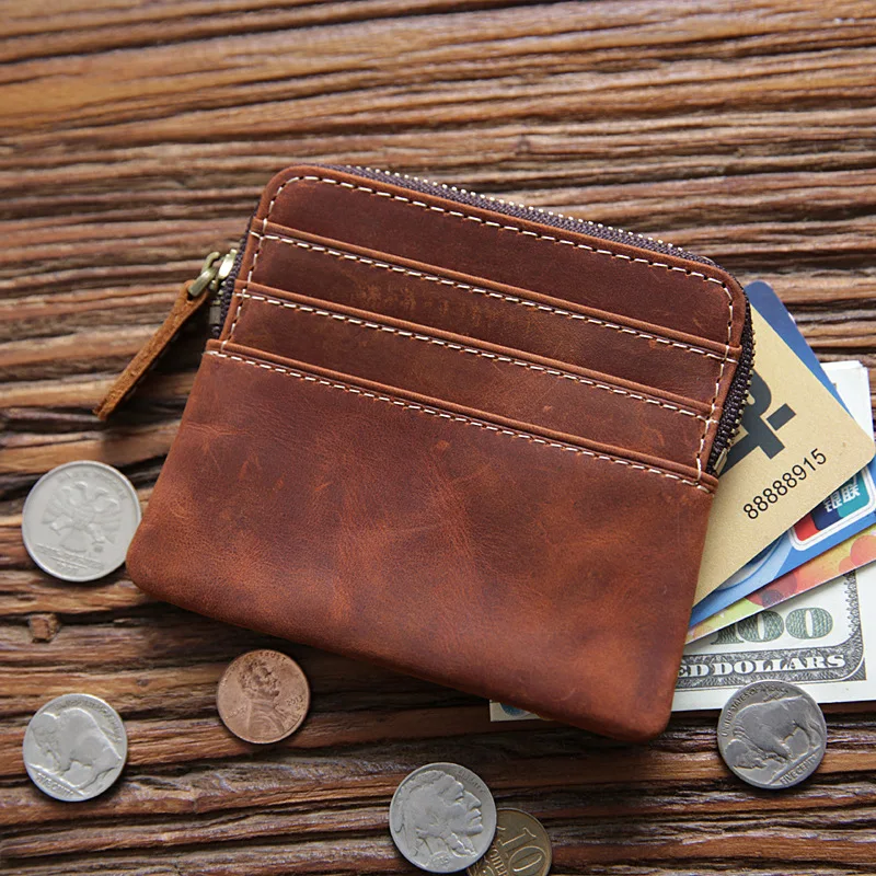 

SIKU genuine leather men's Hasp coin purses holders small women wallet card holder crazy horse