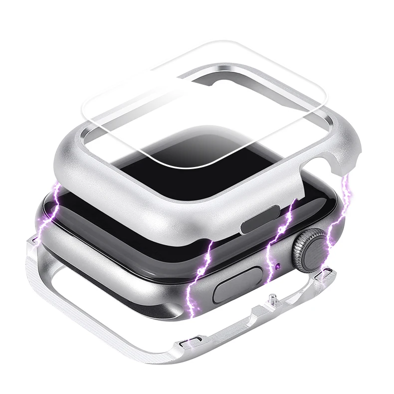 Магнитная Крышка для apple watch case apple watch 5 4 3 44 мм/40 мм iwatch band 5 4 42 мм/38 мм Защитная пленка для экрана - Цвет: silver