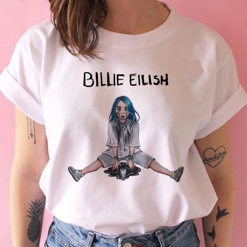 934 Billie eilish забавная футболка Женская harajuku Bad Guy футболка с изображением уличной kawaii 90s Хип Хоп Футболка короткий рукав Повседневная - Цвет: 934
