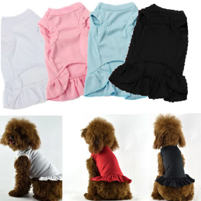 

Soft Dog Dress Solid Color Dog Skirt Spring and Summer Pet Cloth Dog Cotton Clothes Fashion Cat Vest Skirt Ruffle Pet Dress