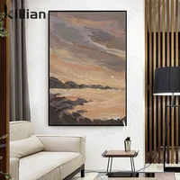 abstract landscape painting oil painting landscape wall canvas painting modern pink sunset art wall hotel living room decor post