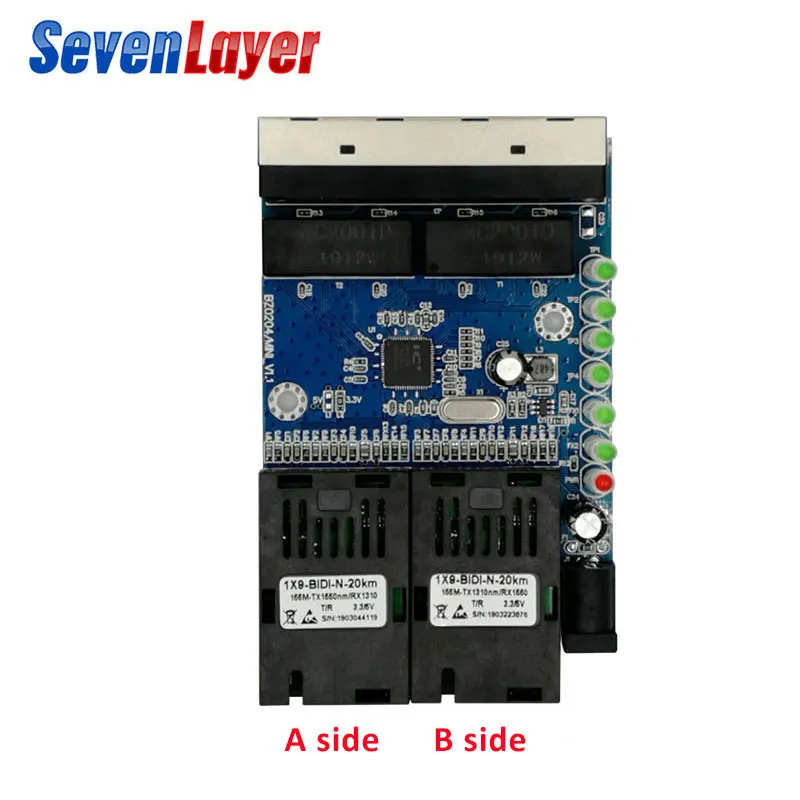 Ethernet переключатель волоконно оптический медиа конвертер одномодовый 4 RJ45 и 2 SC