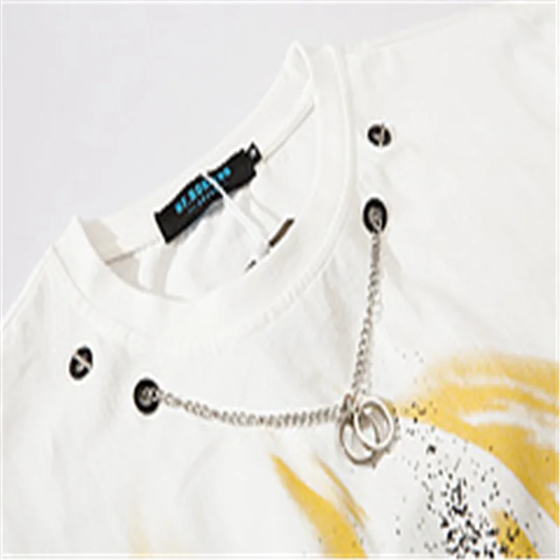 

UNCLEDONJM Chain design Graphic t-shrit retro T-shirt graphic tees streetwear oversized t shirt harajuku Tops Tees 2186