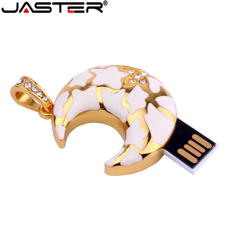 USB флеш накопитель JASTER в форме Луны с кристаллами 8/16/32/64 ГБ|necklace pendrive|pendrive 8gbflash disk |