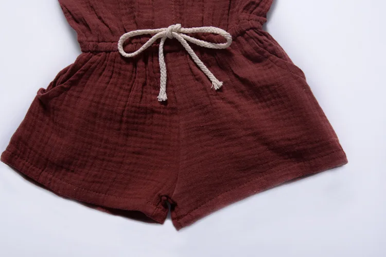 Летний комбинезон для новорожденных девочек с оборками на рукавах одежда