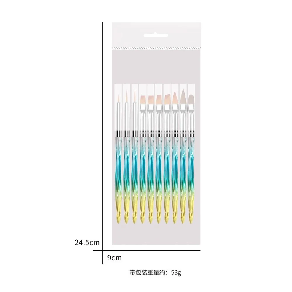 

10Pcs/Set Professional Manicure UV Gel Brush Pen Transparent Acrylic Nail Art Painting Drawing Brush Set Manicure Art Tools