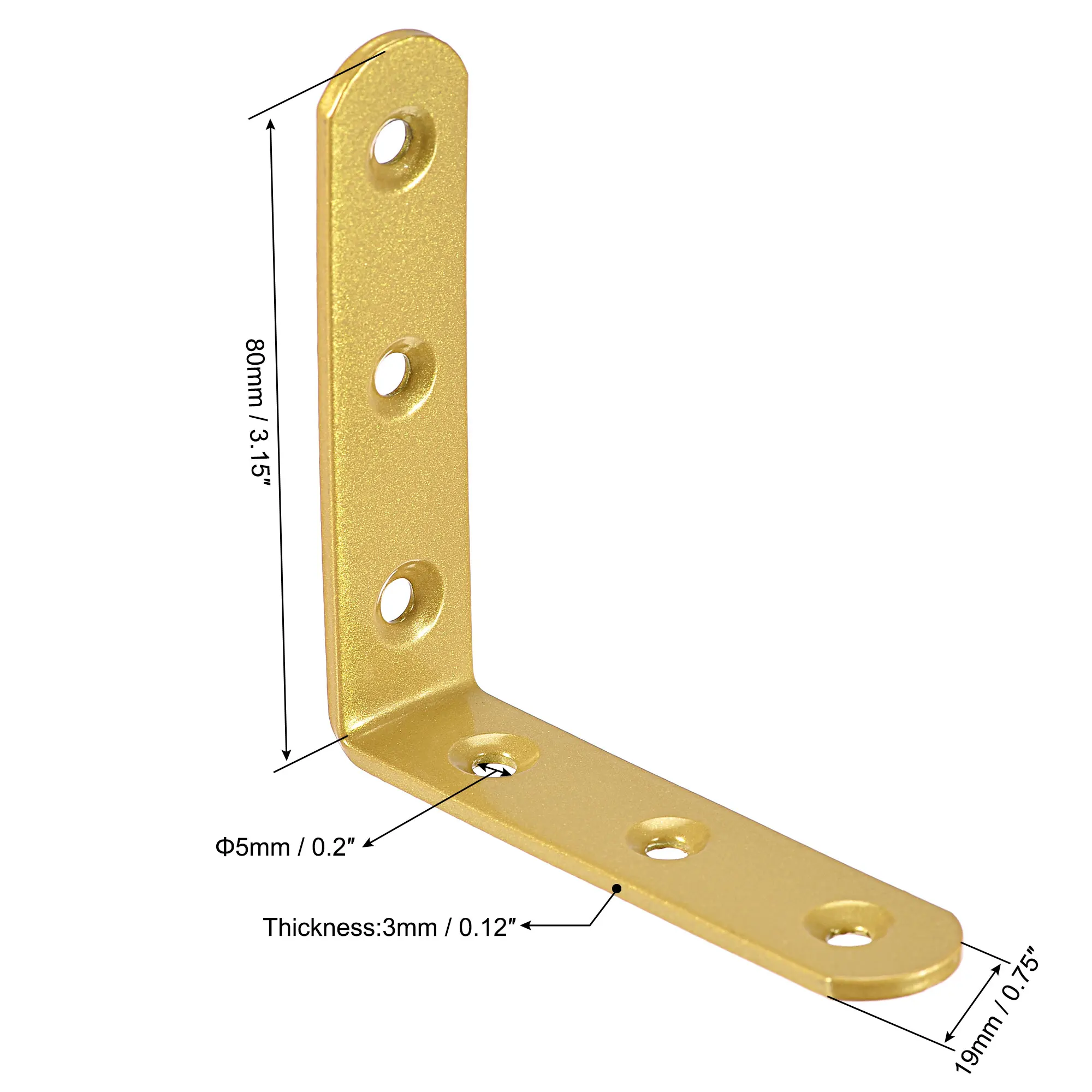 

Uxcell угловая скобка угловой кронштейн Железный L форма 80 мм x 80 мм x 19 мм золотой тон 4 шт