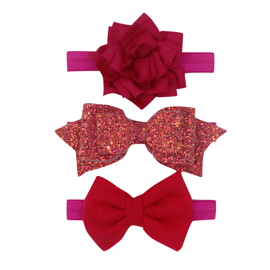 Baby Girl Headband For Newborn Babies 3Pcs Kids Elastic Print Floral Sweet Hair Girls baby Bowknot Hairband Set | Детская одежда и